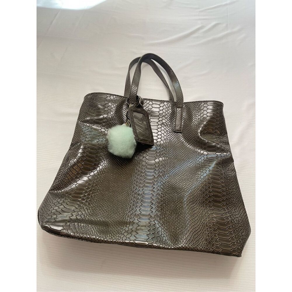 Carine Roitfeld x Uniqlo Brown Faux Snakeskin Tote